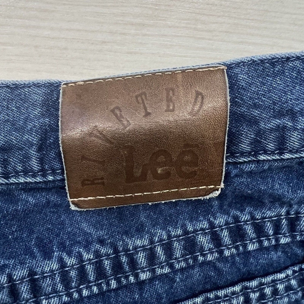 Vintage Lee Riveted Baggy Jeans Womens 14 Blue Mom Jeans High Waist USA MADE - Picture 9 of 14